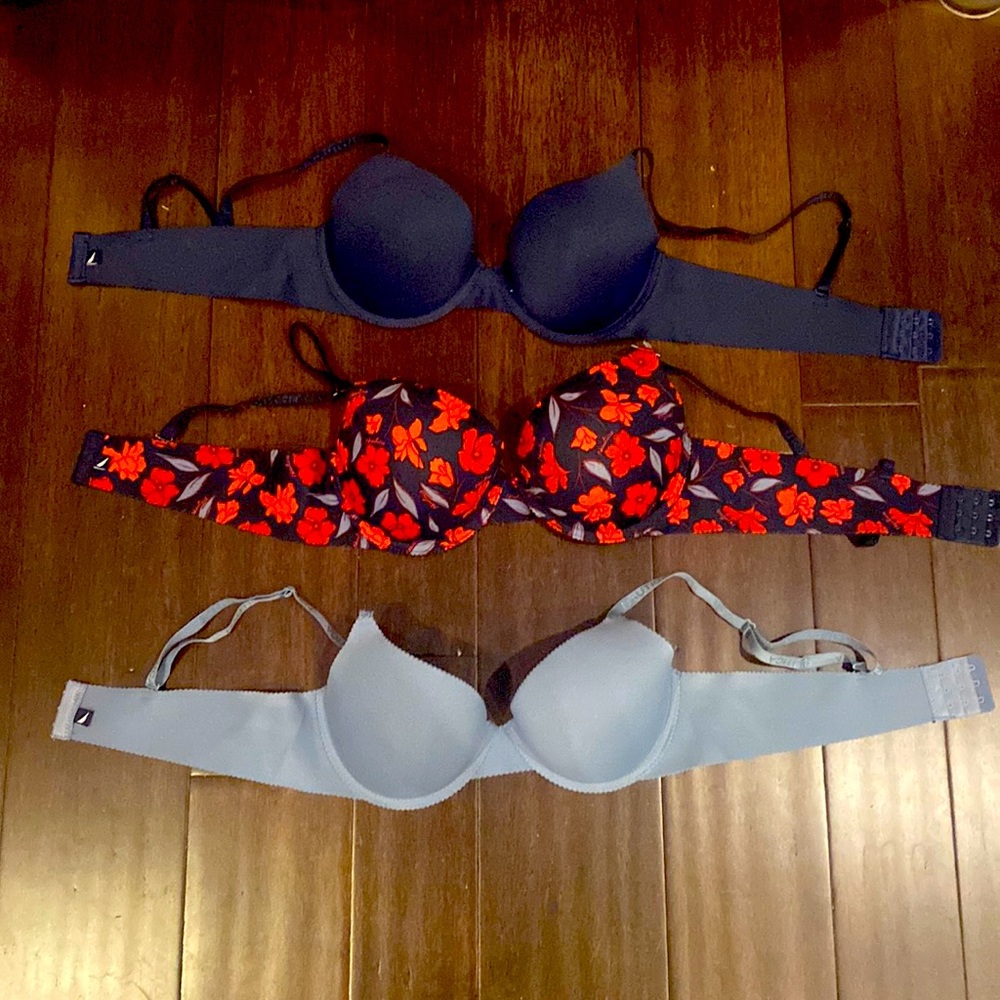 Brand new Nautica bras. Blue, flower print and grey. 36c